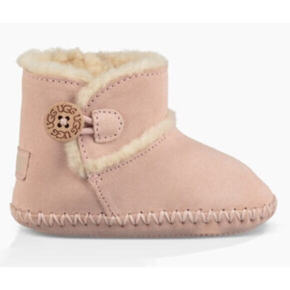 UGG Lemmy II Toddler Kid's Pink Suede & Sheepskin Bootie Boots - Size 2/3 - Picture 1 of 8